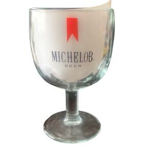 Vintage Michelob Beer Glass Thumb Print Dimple Goblet Stem Heavy Classic Style